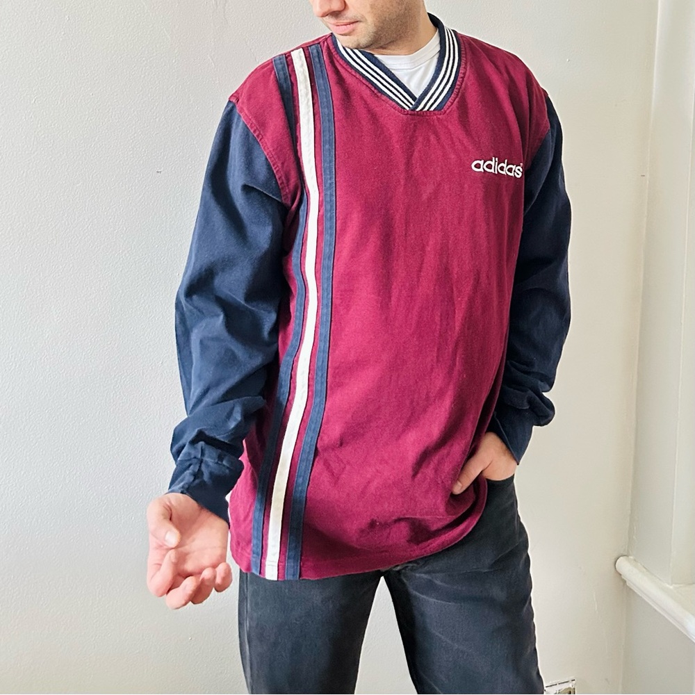 Vintage 90s adidas Made in Canada Long Sleeve Shirt 100% Cotton Men’s M - Picture 11 of 11